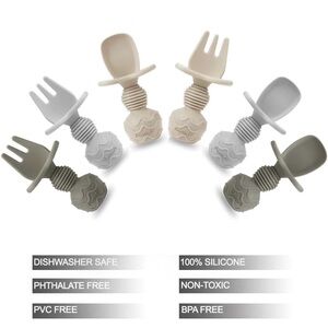NWOT 6 pack Silicone Baby Spoons & Forks Self Feeding Set